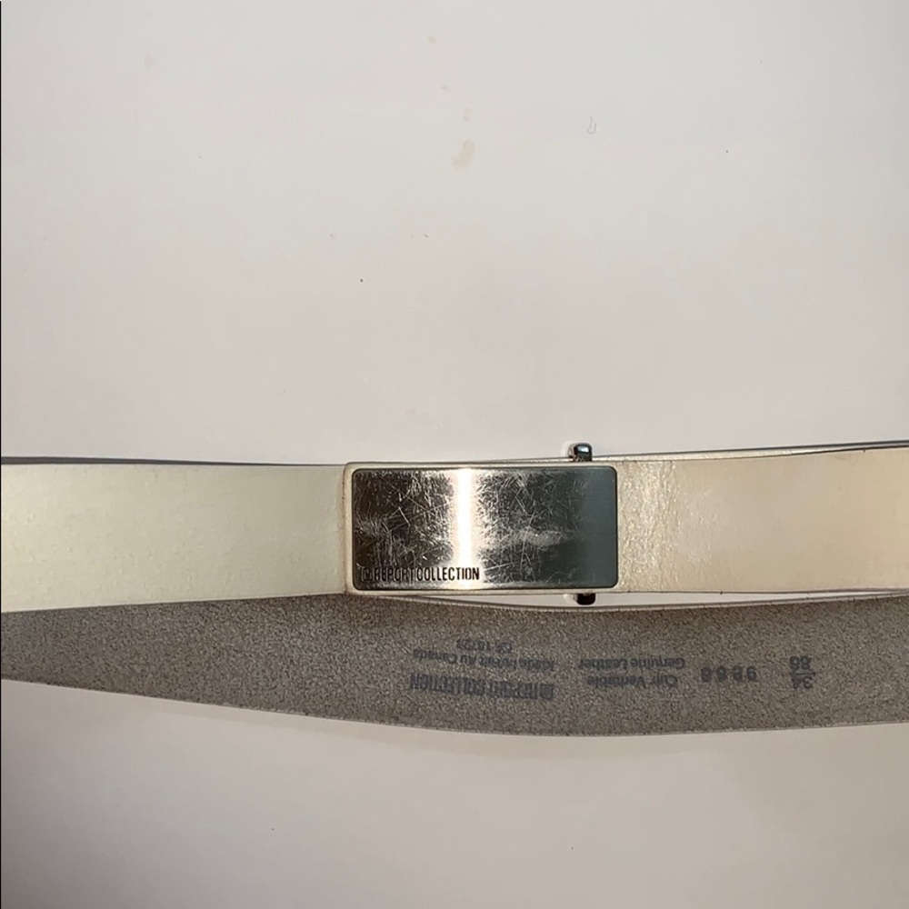 Report collection white leather belt size 34
